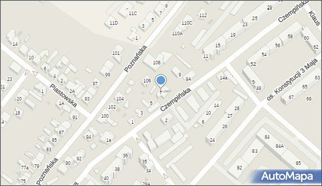 Kościan, Czempińska, 7, mapa Kościan