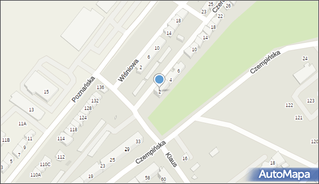 Kościan, Czereśniowa, 2, mapa Kościan