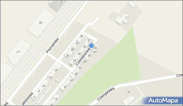Kościan, Czereśniowa, 32, mapa Kościan