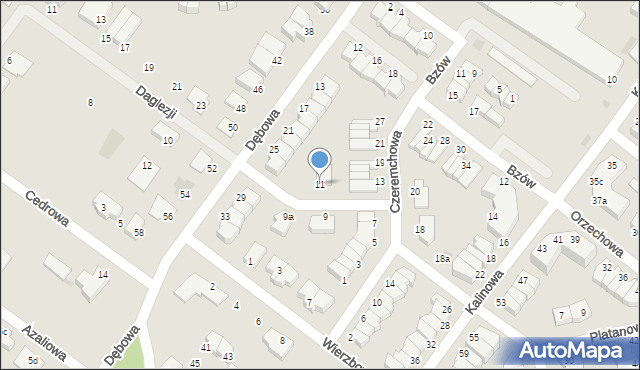 Koszalin, Czeremchowa, 11, mapa Koszalina