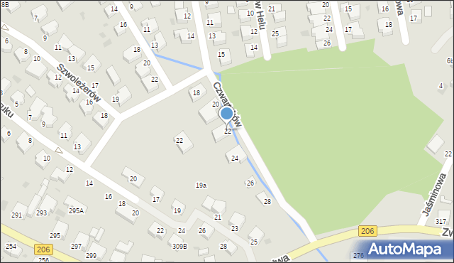 Koszalin, Czwartaków, 22, mapa Koszalina