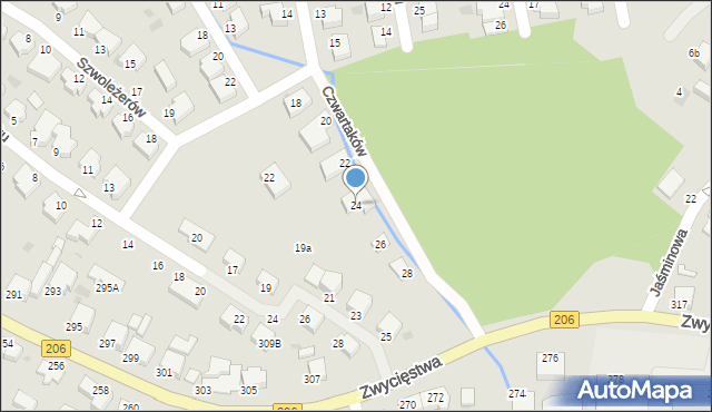 Koszalin, Czwartaków, 24, mapa Koszalina