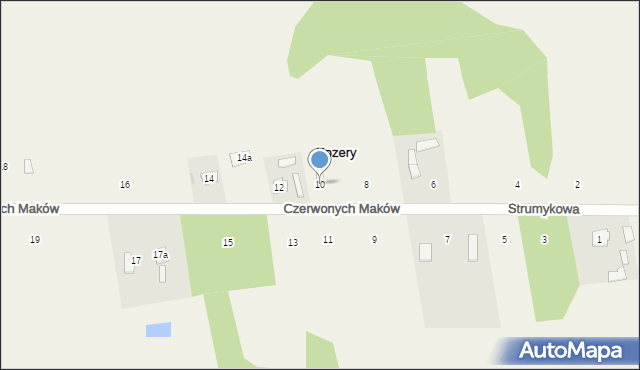 Kozery Nowe, Czerwonych Maków, 10, mapa Kozery Nowe