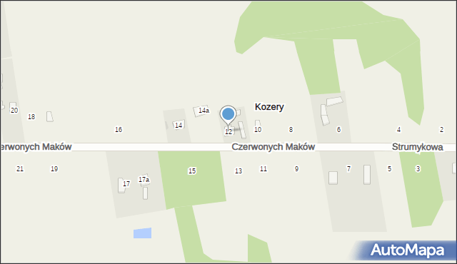 Kozery Nowe, Czerwonych Maków, 12, mapa Kozery Nowe