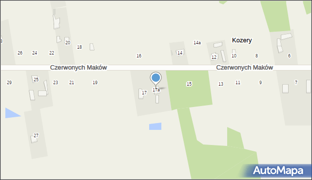 Kozery Nowe, Czerwonych Maków, 17a, mapa Kozery Nowe