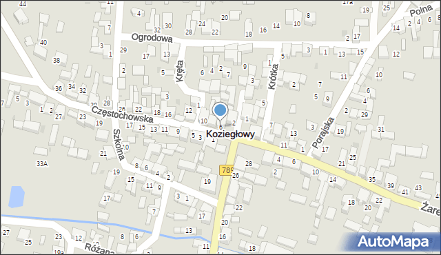 Koziegłowy, Częstochowska, 6, mapa Koziegłowy