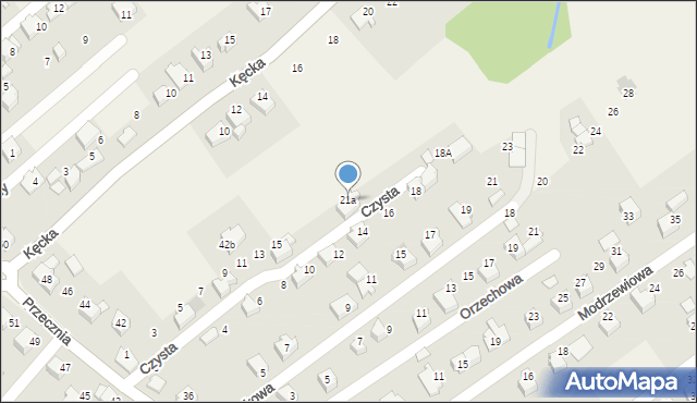 Kozy, Czysta, 21a, mapa Kozy