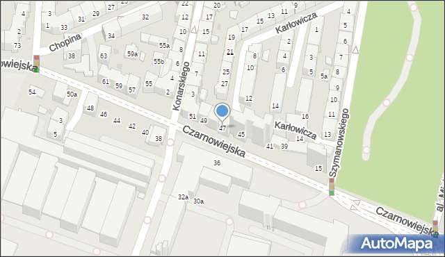 Kraków, Czarnowiejska, 47, mapa Krakowa