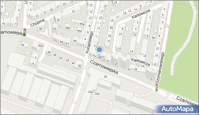 Kraków, Czarnowiejska, 49, mapa Krakowa