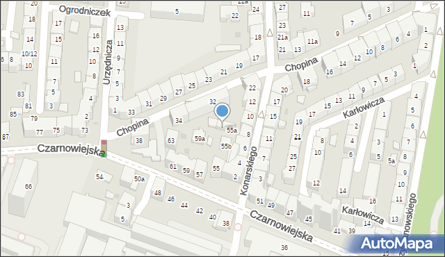 Kraków, Czarnowiejska, 57a, mapa Krakowa