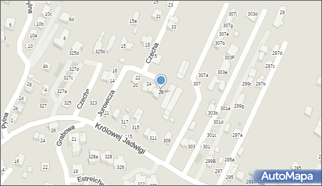 Kraków, Czecha Bronisława, 28, mapa Krakowa