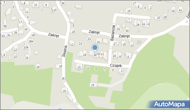 Kraków, Czajek, 14, mapa Krakowa