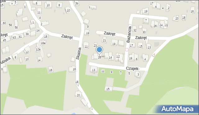 Kraków, Czajek, 16, mapa Krakowa