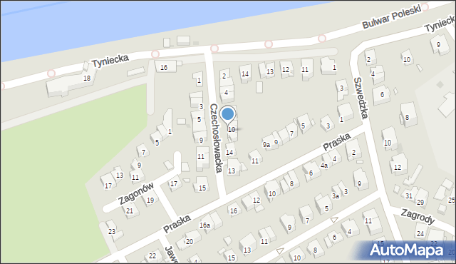 Kraków, Czechosłowacka, 10a, mapa Krakowa