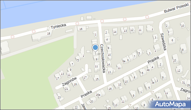 Kraków, Czechosłowacka, 7, mapa Krakowa