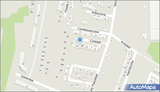 Kraków, Czeppe Zdzisława, prof., 17, mapa Krakowa