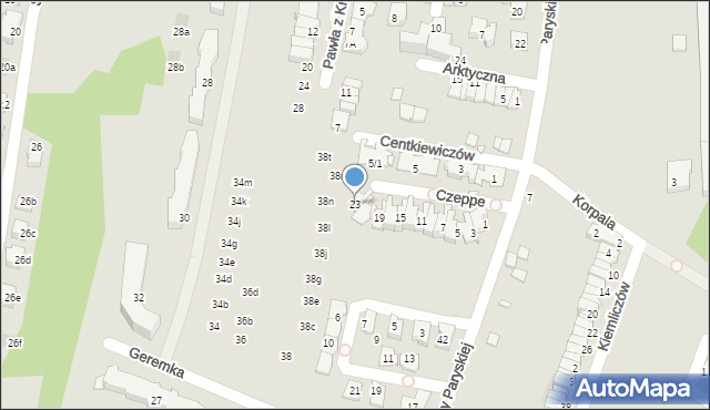 Kraków, Czeppe Zdzisława, prof., 23, mapa Krakowa