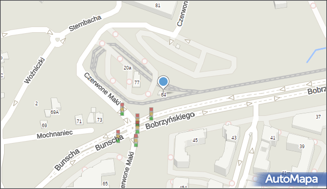 Kraków, Czerwone Maki, 64, mapa Krakowa