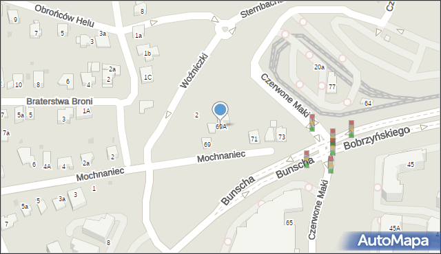 Kraków, Czerwone Maki, 69A, mapa Krakowa