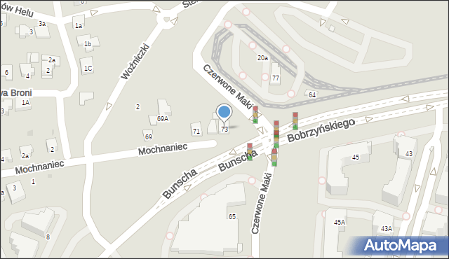 Kraków, Czerwone Maki, 73, mapa Krakowa