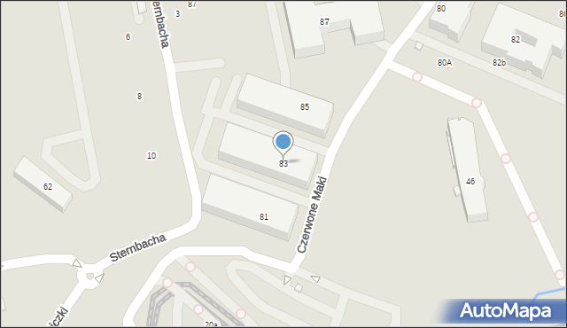 Kraków, Czerwone Maki, 83, mapa Krakowa