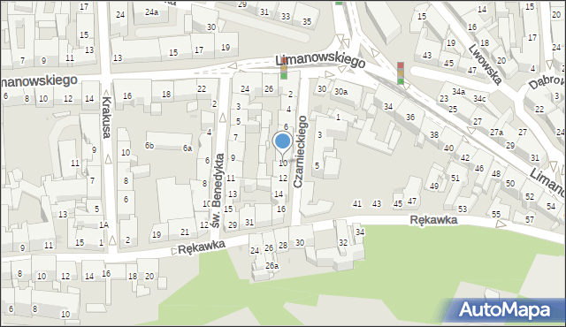 Kraków, Czarnieckiego Stefana, hetm., 10, mapa Krakowa