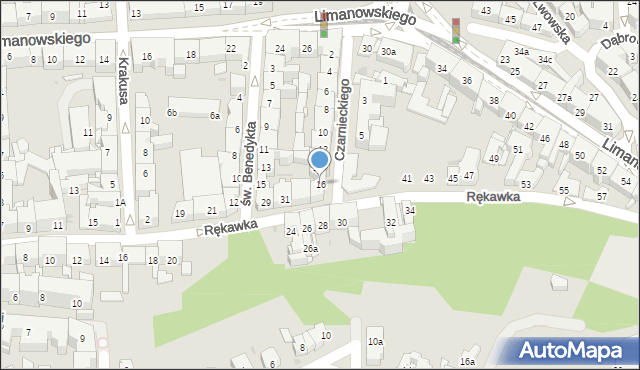 Kraków, Czarnieckiego Stefana, hetm., 16, mapa Krakowa