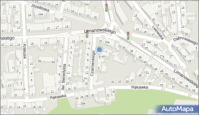 Kraków, Czarnieckiego Stefana, hetm., 3, mapa Krakowa