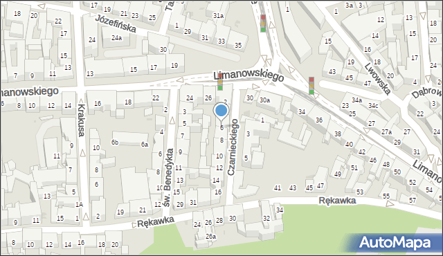 Kraków, Czarnieckiego Stefana, hetm., 6, mapa Krakowa