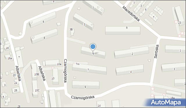 Kraków, Czarnogórska, 5, mapa Krakowa