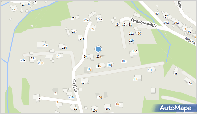 Kraków, Czajna, 20a, mapa Krakowa