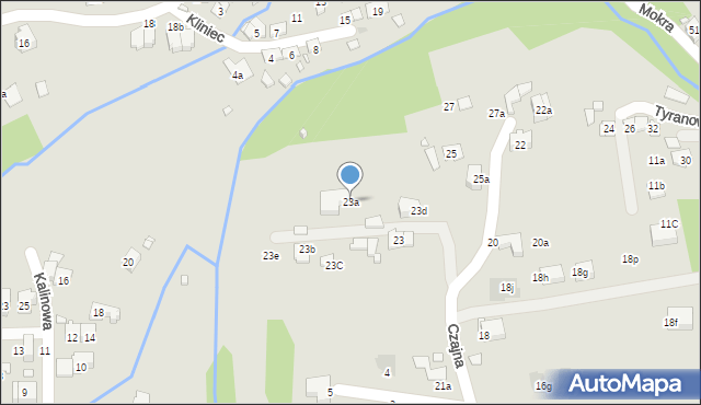 Kraków, Czajna, 23a, mapa Krakowa