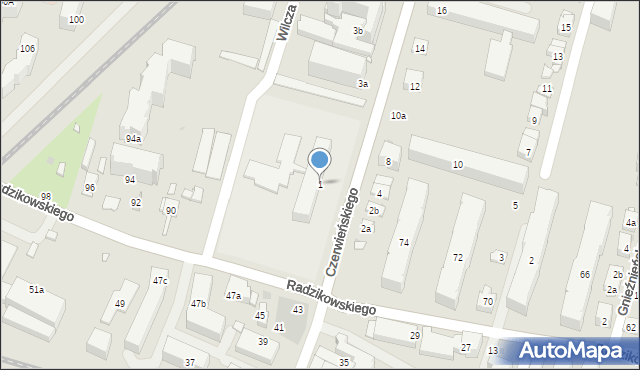 Kraków, Czerwieńskiego Bolesława, 1, mapa Krakowa