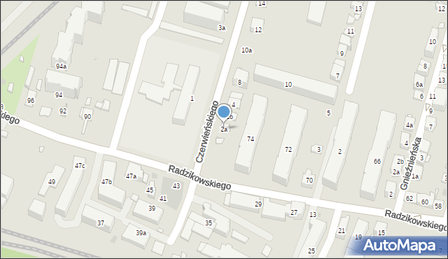 Kraków, Czerwieńskiego Bolesława, 2a, mapa Krakowa