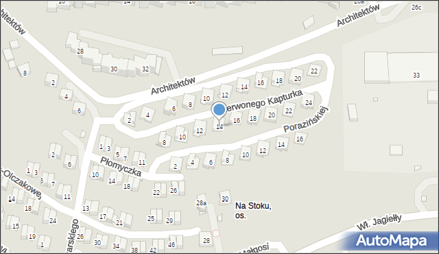 Kraków, Czerwonego Kapturka, 14, mapa Krakowa