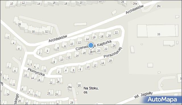 Kraków, Czerwonego Kapturka, 18, mapa Krakowa