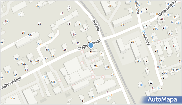 Krosno, Czajkowskiego Feliksa, 51, mapa Krosna