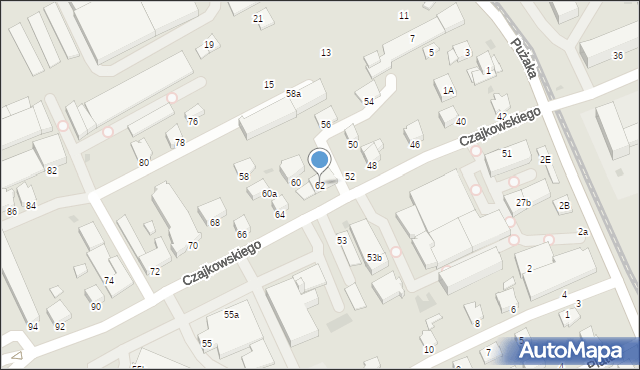 Krosno, Czajkowskiego Feliksa, 62, mapa Krosna