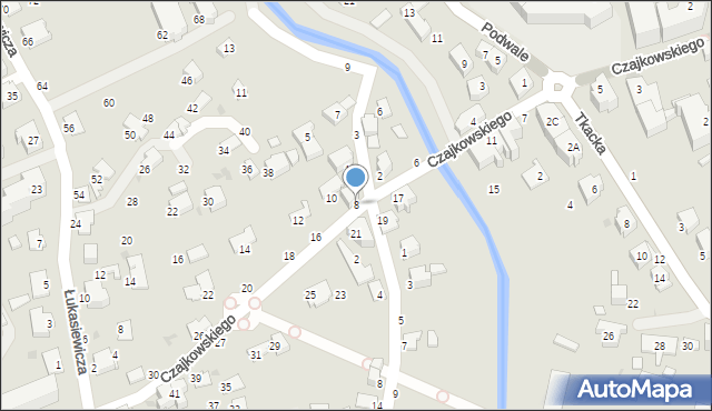 Krosno, Czajkowskiego Feliksa, 8, mapa Krosna
