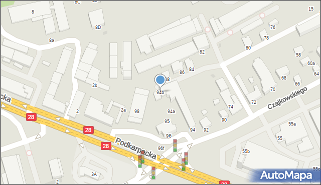 Krosno, Czajkowskiego Feliksa, 94b, mapa Krosna