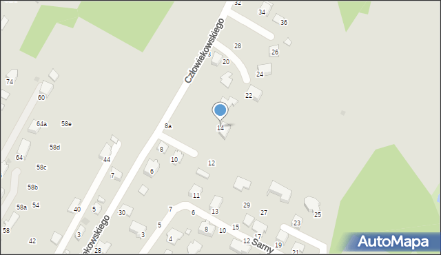 Krosno, Człowiekowskiego Kazimierza, 14, mapa Krosna
