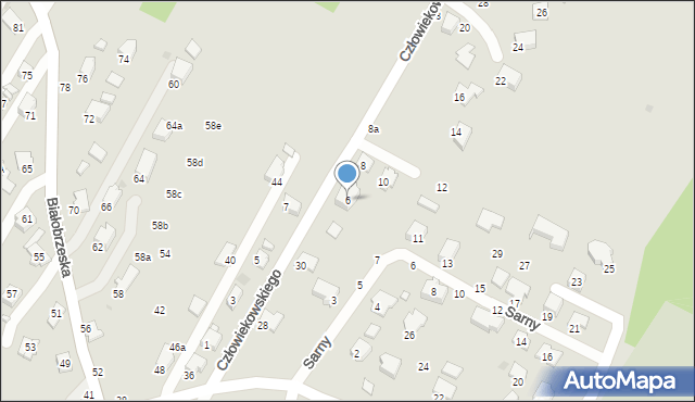 Krosno, Człowiekowskiego Kazimierza, 6, mapa Krosna