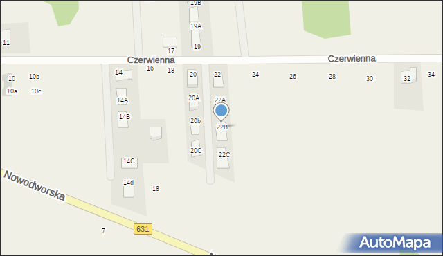 Krubin, Czerwienna, 22B, mapa Krubin