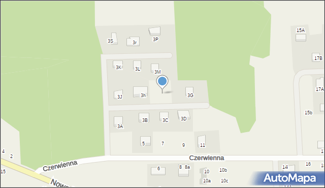 Krubin, Czerwienna, 3t, mapa Krubin