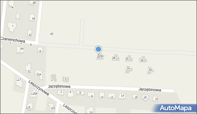 Kruszyn, Czeremchowa, 22, mapa Kruszyn