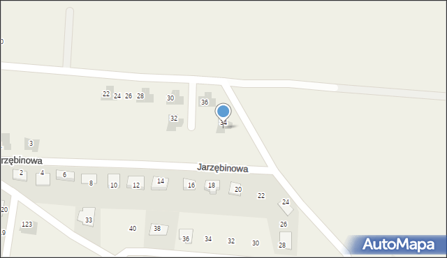 Kruszyn, Czeremchowa, 34a, mapa Kruszyn