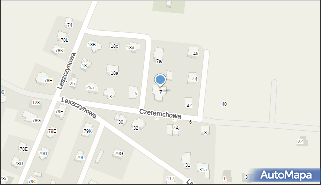 Kruszyn, Czeremchowa, 7, mapa Kruszyn