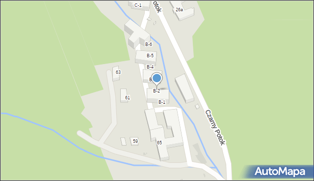 Krynica-Zdrój, Czarny Potok, B-2, mapa Krynica-Zdrój