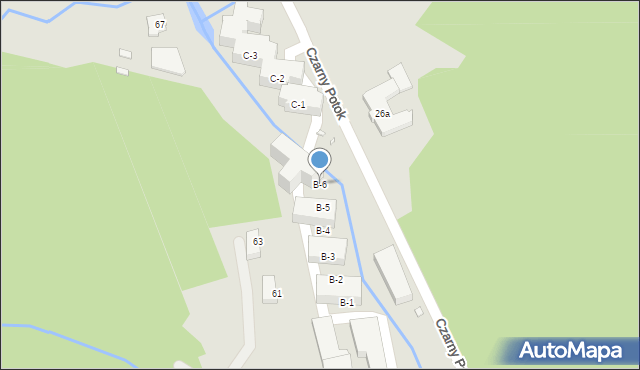 Krynica-Zdrój, Czarny Potok, B-6, mapa Krynica-Zdrój