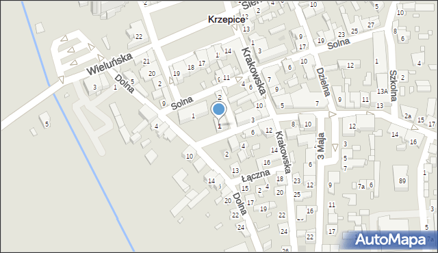 Krzepice, Częstochowska, 1, mapa Krzepice